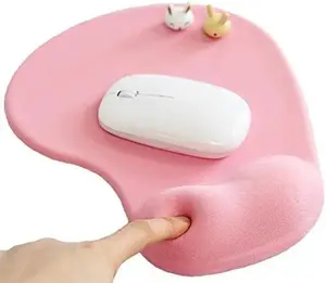 Ergonomic Gaming Mouse Pad with Gel Support, Non-Slip Rubber Base, Silicone Special-Textured Lycra Fabric Surface, Reduces Strain - For Desktop, Laptop - 01 Blush Pink Office Accessory