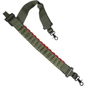 Shotgun and Rifle Ammo Sling Tactical Adjustable Shell Belt Holder for 12 Gauge/ 20 Gauge, Small Game Bandolier for Outdoor Sports (Holds 15 Shells)