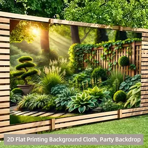 2D Flat Printing Background Cloth with Plants Climbing Garden Fence Polyester Wall Covering for Living Room Bedroom Office Outdoor Decor 243.84x182.88 cm Party Backdrop