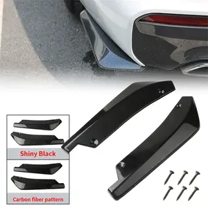 2-Piece Carbon Fiber Texture Car Rear Bumper Diffuser Lip Spoiler, Car Decoration, Universal Body Rear Wing Exterior Accessories, Ideal for Car Modification Enthusiasts, Universal Rear Underbody Decoration for All Car Models