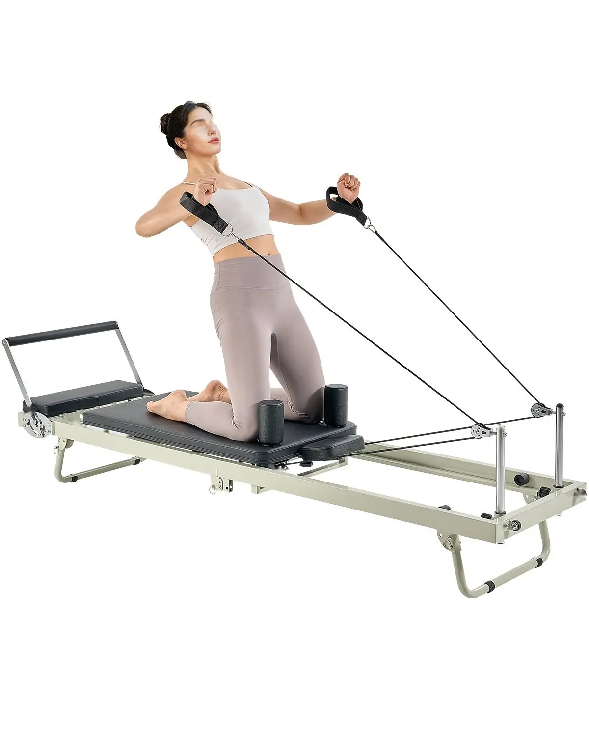 Foldable Pilates Reformer Machine For Home Gym, Compact And Space-Saving Reformer With Adjustable Resistance, Multi-Exercise System For Full-Body Workouts, Core Strength, Balance, Flexibility Training, Durable Steel Frame