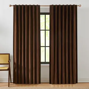 Lush Decor x Chuks Collins Terran Velvet Blackout Window Curtain Panels 50" W x 84" L Set of 2 Modern Minimalist Style with 100% Blackout Lining for Privacy & Energy Efficiency