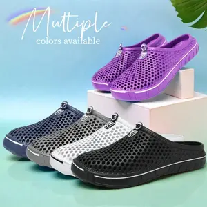New Women's Solid Color Casual Sandals - Quick-Dry Summer Beach , Breathable Hollow-Out Design - Comfortable Slip-On Round-Toe Flat Sandals, EVA Material Super Soft Cloud Slides nurse shoes party heel