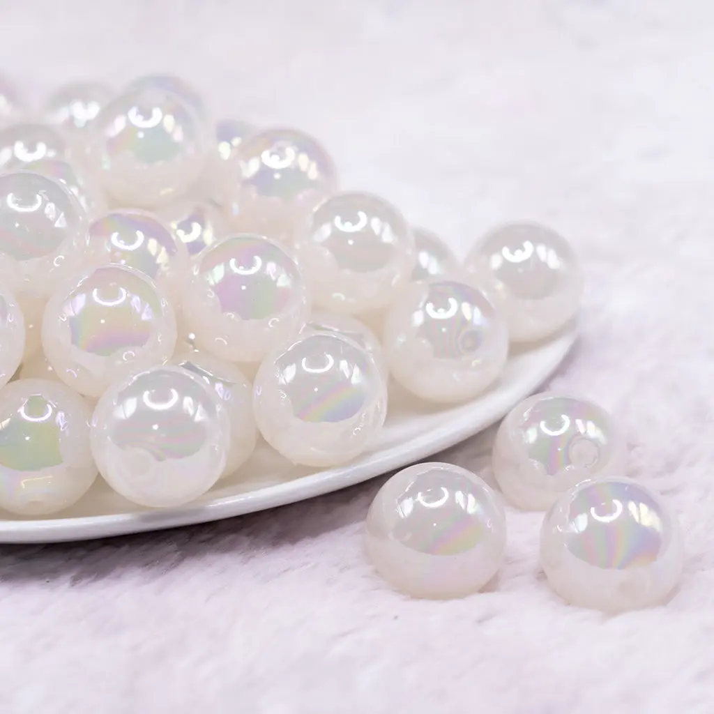 20mm White Jelly AB Acrylic Chunky Bubblegum Beads