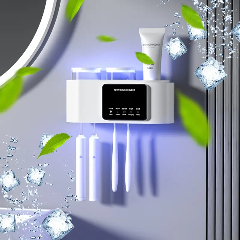 New Hot Toothbrush Cleaner, Home Travel Cleaner, Heating and Fan Drying Function, Bacterial Killing Brush Holder, Household Essentials