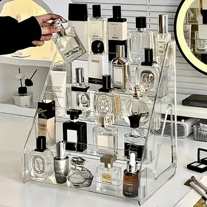 5 Layer Multi-Layer Perfume and Cosmetic Storage Box, Makeup Organizer Box, Staircase Rack Organizer for Vanity Table, Bathroom Countertop, Space-Saving Design, Cosmetics Organizer Storage