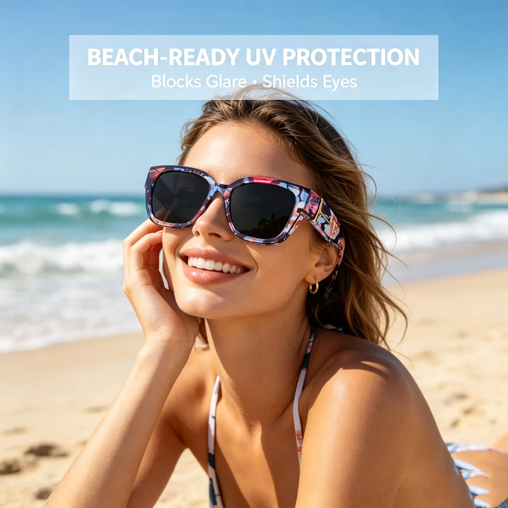 Square - Plastic Frame Polarized Sunglasses, Wear Over Prescription Glasses, UV400 Anti-Glare Over Eyeglasses for Women Driving Outdoor  rim full design