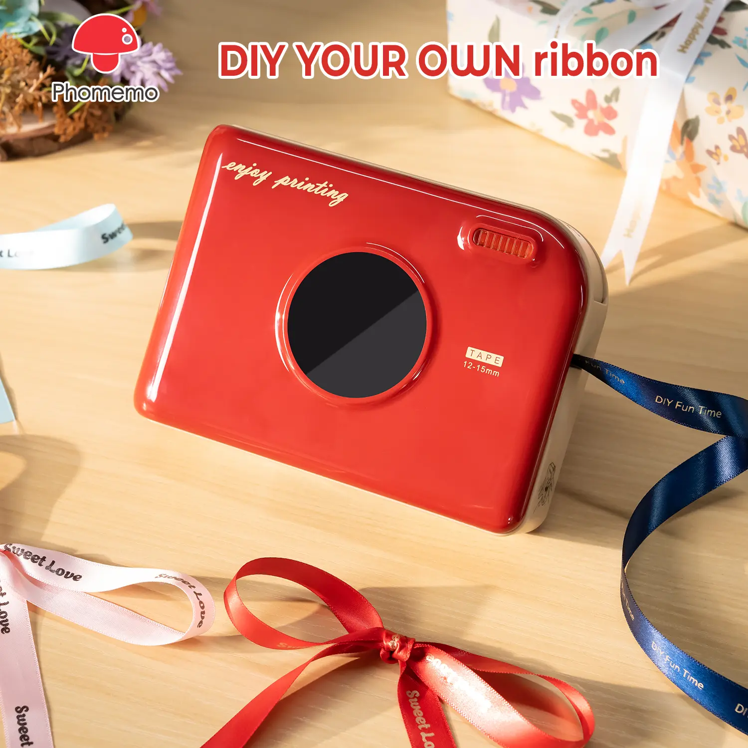 Phomemo A30 Thermal Transfer Ribbon & Label Printer - Bluetooth Portable Handheld Printer, DIY Gift Wrapping/Decorative Ribbon Maker, Compatible with Phones & PC, for Crafts & Small Business