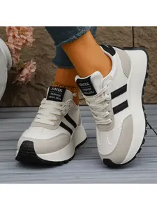 Women's Sneakers with 5cm Thick Platform for Height Boost, Comfortable Dad Shoes, Bright and Eye-Catching Colorway, Casual Walking Shoes, Lace Up Sneakers, Suitable for Commute and Work