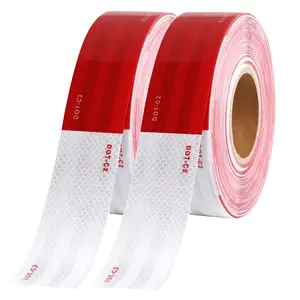 2 inch x 200Feet Reflective Safety Tape DOT-C2 Waterproof Red and White Adhesive Conspicuity Tape for Trailer, Outdoor, Cars, Trucks