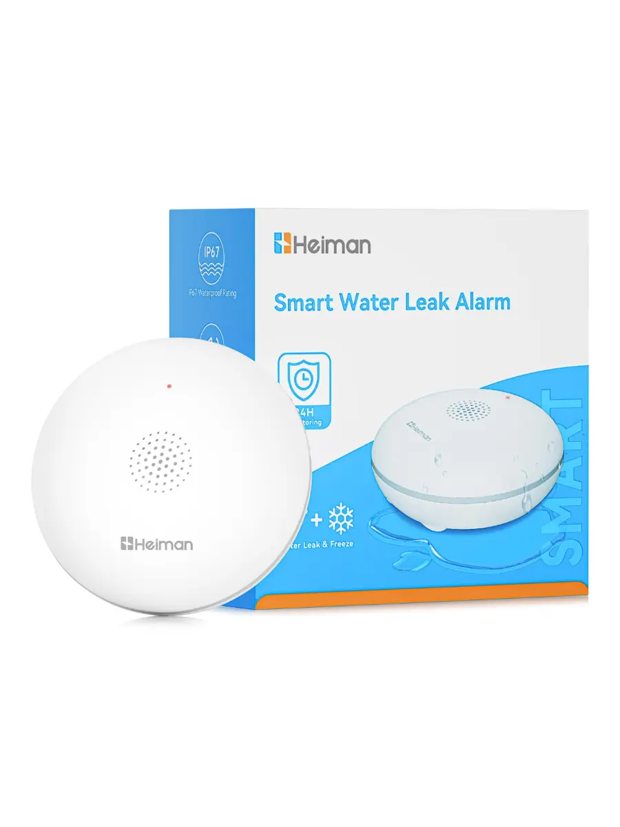 Heiman Smart Water Leak detectors for Home, Water Sensor Alarm Leak Detector, Battery Operated Water Sensor for Basement/Pipe/Drain/Sink/Bathroom/Kitchen/Toilet/Laundry Room, 1 Pack（Not Include Gateway