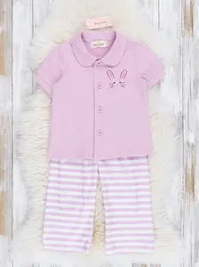 Spring Bunny Purple Striped Pajamas