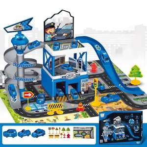 Race Track Playset Toys for Kids with 3 Mini Car Ramp Track Adventure Car Garage Parking Toy Set for Creative Play Assembled Track Parking Lot