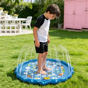 1pc Inflatable Water Spray Mat, Summer Dolphin Pattern Pool Pad, Play Pool Grass Sprinkler Mat, Outdoor Fun Accessory