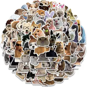 [Random 5 Stickers] Funny Dog and Cat Meme Stickers, Cute Cat and Dog Stickers for Adults Teens, Animals Waterproof Decals for Water Bottle Laptop Scrapbook, Party Decals for Cats Dogs Lovers