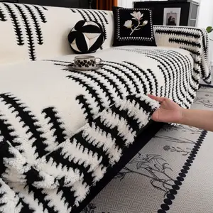 Geometric Stripe Sofa Slipcover Soft Warm Throw, Modern Minimalist Style, All-Season Comfort, Pet-Friendly Washable, Striped Sofa Cover, Multiple Colors & Sizes Available