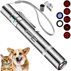 Portable Interactive Cat Laser Pointer with 3 Light Modes & 5 Fun Patterns Pet Toy for Cat Kitten Dog Bird Fun Chase Play Exercise
