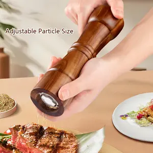 Wooden Pepper Mill and Salt Grinder Set, Salt Pepper Shakers, Durable Kitchen Utensil, Kitchen Gadgets, Perfect for Spices, Easy Operation Grinding Design, Classic Style
