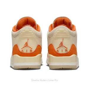 Beige Canvas Mid-Top Sneakers with Starfish Orange Suede and Translucent Heel