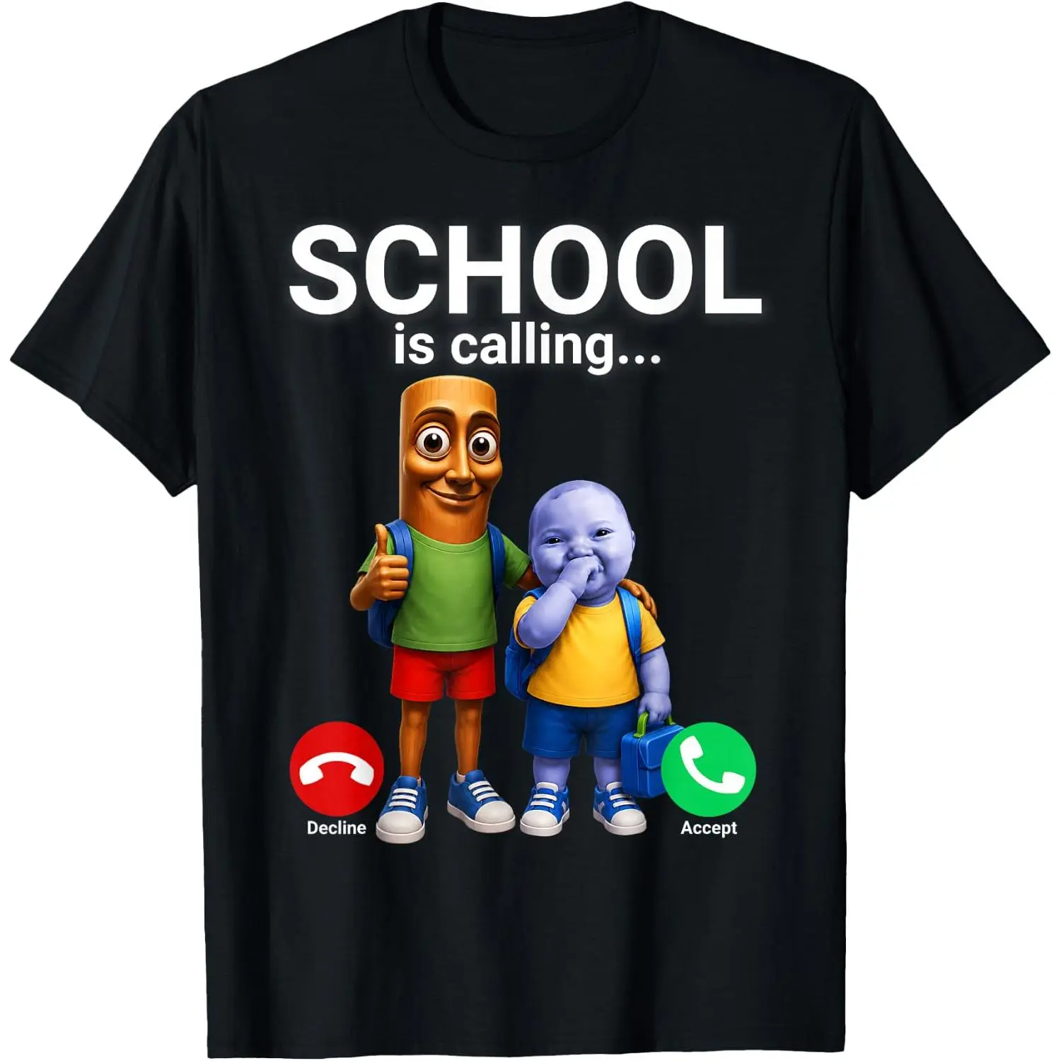 100%cotton Tung Tung Tung Sahur AI Baby Me Back to School T-Shirt