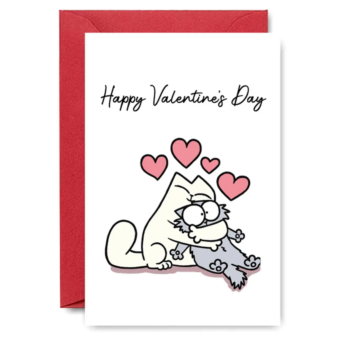 Cute Cat Pattern Greeting Card with Envelope, 1 Set Romantic Valentine's Day Card, Birthday Anniversary Card for Boyfriend, Girlfriend, Fiance, Husband, Wife