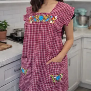 Mexican Apron babero Mexicano with Vibrant Floral Desing size medium.