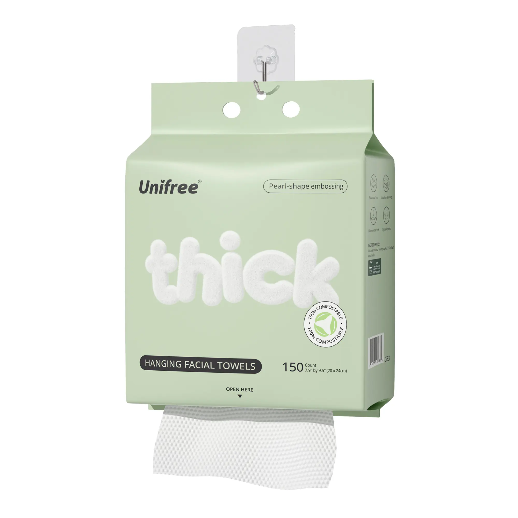 Unifree XL Disposable Face Towels - Absorbent, Soft, Eco-Friendly Single-Use Dry Wipes for Skincare, Bathroom Hand Towel Needs, tiktokshopsummersale