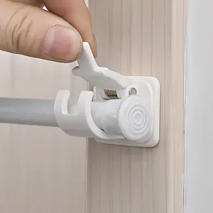 4-piece auxiliary hooks, drill-free curtain rod bracket set, Curtain rod holders, self-adhesive, suitable for home decoration, practical hooks, adjustable wall hooks, bedroom, living room, kitchen, bathroom, easy to install