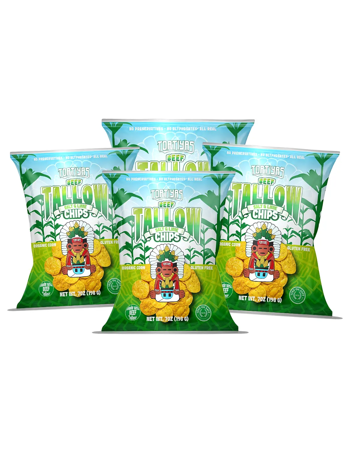 Tortiyas Beef Tallow Salt & Lime Tortilla Chips - Organic Corn, High Fiber, No Added Sugar, Seed-Oil Free, Gluten Free, Non-GMO, Natural, Crispy, Traditional Flavor Snack, 7 oz Camping Essential for All Ages backtoschool