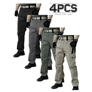 4pcs Men'S Lightweight Work Pants - Durable, Breathable, Quick-drying With Multiple Pockets, Suitable For Outdoor Adventure, Hiking And Work (without Belt), All-season Pants Straight leg pants Resistant Outdoor Wear, Hiking Pants Casual Cargo jersey
