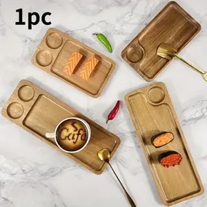 1pc Handmade Wooden Fruit Tray, Natural Wood Plate for Contact, Rectangular Dessert or Breakfast Sushi Plate, Creative Tableware for Kitchen, Decorative Holiday Kitchen Gadget, All-Season Kitchen Supplies