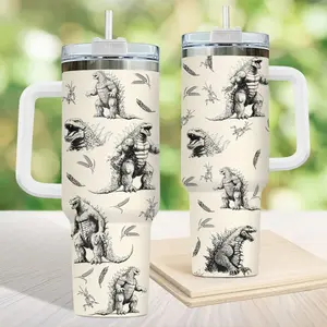 Movie Fan Tumbler 40Oz, Giant Monster Coffee Cup, Japanese Kaiju Inspired Insulated Tumbler, Gift for Fans