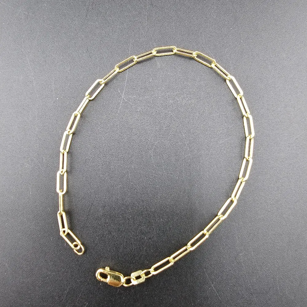10K Gold Paperclip Bracelet, 7in 1.2mm Size, for Everyday Wear