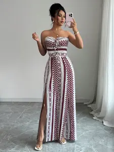 Boho Jumpsuit Romper for Women - Backless Summer Vacation Outfit - Red & White