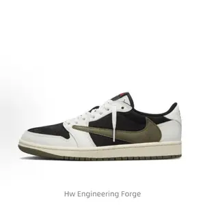 Leather, low-top, retro basketball shoes for women in black and green olive style