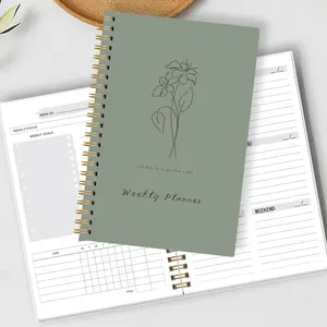1pc Undated Weekly Planner Notebook, Productivity Planner, Aesthetic Green Floral Cover with To-Do List, Habit Tracker, Perfect for Office, School or Home Use, Easy Planning,Elegant Gift, Stay Organized All Year