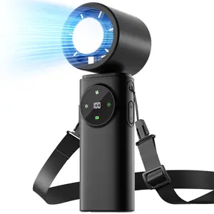 Portable Handheld Fan with Ice Cooler, High Speed Turbo Fan & Flashlight, Foldable 4-in-1 Personal Neck Fan, 199 Speed Stepless Control, USB-C Rechargeable Fan for Travel/Outdoor/Summer Gifts