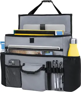 Front Seat Organizer,  Seat Storage with Adjustable Straps  Seat Organizers for Delivery Drive, Office File, Passenger Seat Gray