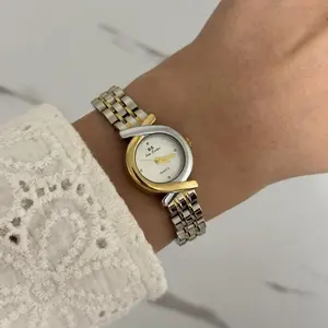 Women's 2-Tone Round Dial Analog Quartz Stainless Steel Waterproof Fashion Watch - Round-Faced, Hypoallergenic, Fashionable Quartz Watch for Women, Stylish Accessory, Round-Faced Quartz Watches, Analog Quartz Watches