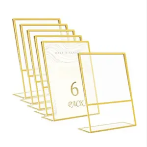 Acrylic Sign Holder Set with Frame, Vertical Stand, Brochure Document Display Rack, Photo Frame Transparent Incline, 6pcs, Party Decoration Frame