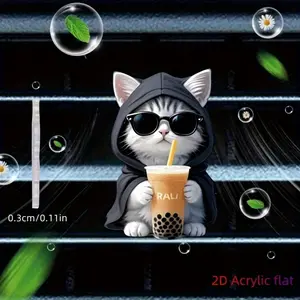 Cute Cat Air Freshener with Sunglasses, Acrylic Pet Vent Diffuser, Car Perfume Accessory, Essential Oil Dispenser, Car Aromatherapy Diffuser, Car Interior Diffusers