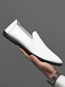 Men's Business Style Solid Color Slip-on Low Top Loafers, Casual Comfortable Breathable Flat Shoes for Daily Wear, Lightweight Breathable Shoes for Men, Boy