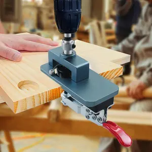Woodworking 35mm Concealed Hinge Jig Kit, Aluminum Alloy Hinge Boring Jig Drilling Guide Locator, Professional Woodworking Tool Drill Attachment