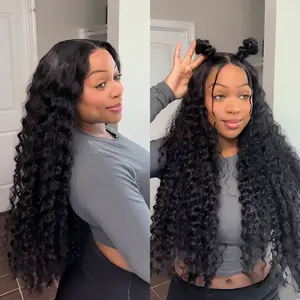 Mamushow 7x6 Glueless Water Wave Wigs 200% Density Human Hair With Drawstring Curly Wave Wigs Closure Wigs Pre Plucked Pre Cut Pre Bleached Wear and Go Wigs Outdoorfun Party Vacation Wigs #SummerWins #DealsForYouDays