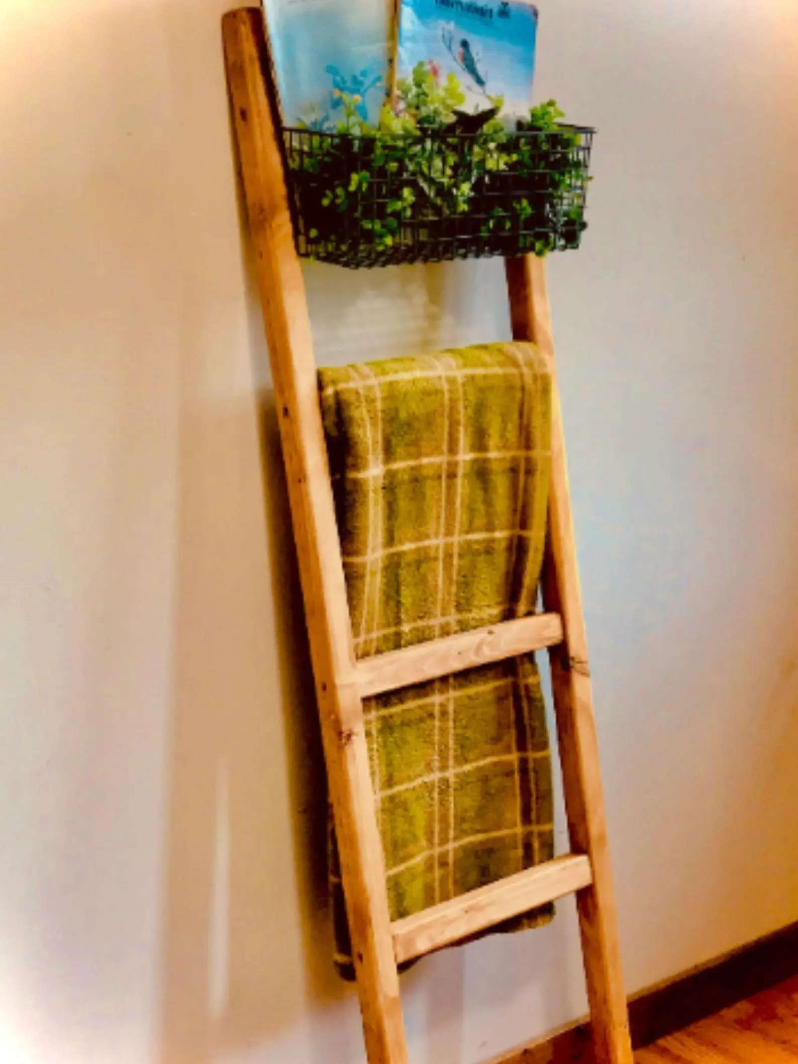 Blanket Ladder, Wood blanket ladder, Towel Rack, 5ft decorative ladder, 4ft wide ladder, 6ft tall ladder
