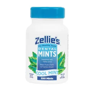 Zellie's | 100% Xylitol Sugar Free Cool Mint Breath Mints | Non-GMO, Low-Calorie, Gluten Free, Vegan & Kosher Mints (250 Count - Pack of 1)