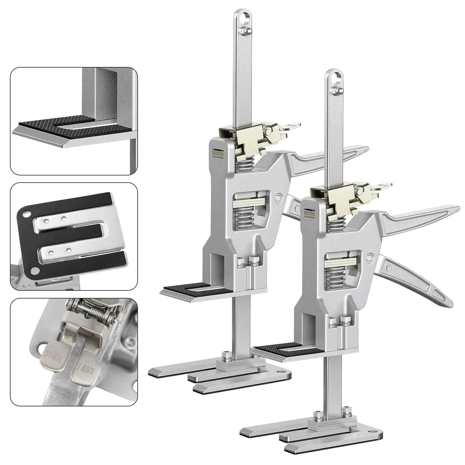 Labor Saving Arm Jack 2 Pack, 12 Inch All-metal Hand Lifting Jack Tool, Precise Control Slow/Fast Descent, 440LBS Capacity Wall Tile Locator for Lifting Door Furniture, Wall Tile Positioning