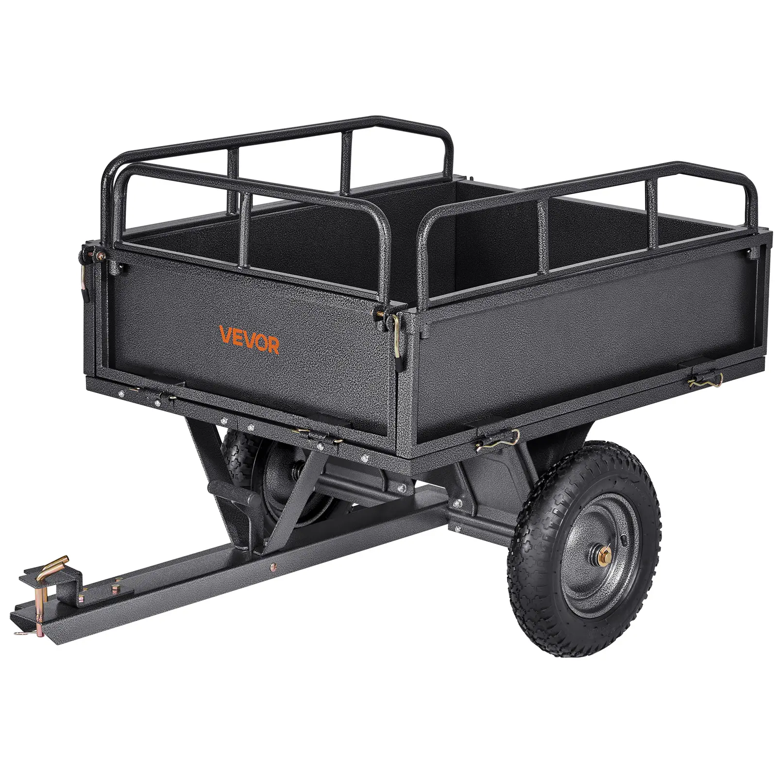 VEVOR Garden Utility Trailer, 10 Cu. Ft & 500lbs Capacity, ATV UTV Hauling Trailer, Tow Behind Steel Dump Cart with 14" Tires, Hand Pull or Foot Pedal, Heavy Duty Yard Trailers for Lawn Mower Tractor#BacktoSchool