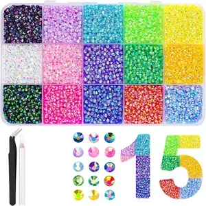 18000Pcs Resin Jelly Rhinestones for Bedazzling, Multicolor 3mm Flatback Rainbow Gems, Bedazzling Crystal with 2Pcs 10ml Jewelry Tool, Rhinestone Picker for DIY Crafting Clothes Shoes Nail Art
