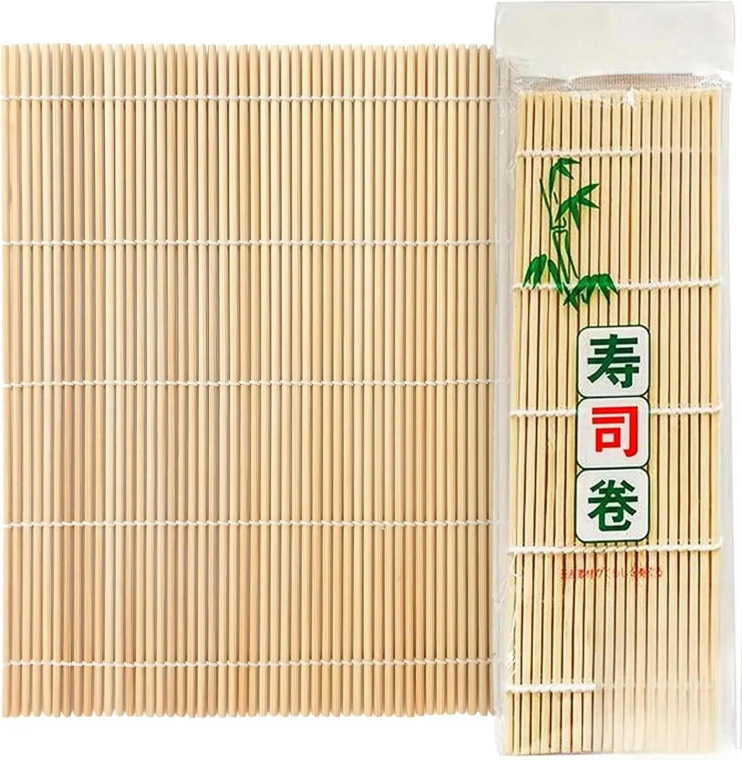 1 Pk Bamboo Sushi Mat - Sushi Roller Mat for Making, Shaping & Molding Sushi Roll & Kimbap - Food-Safe Sushi Making Supplies, Tools & Accessories - Made of Natural Bamboo - 9.5x9.5